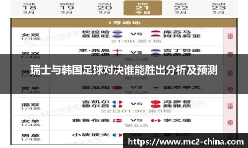 瑞士与韩国足球对决谁能胜出分析及预测