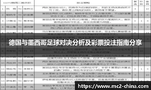 德国与墨西哥足球对决分析及彩票投注指南分享